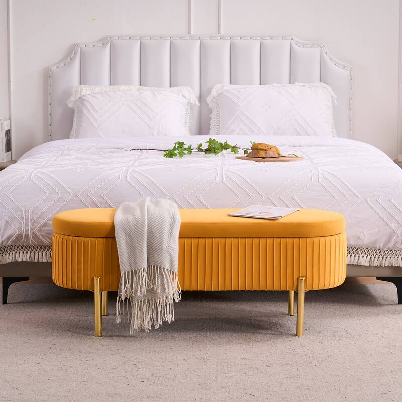 Velvet Storage Bench for Bedroom