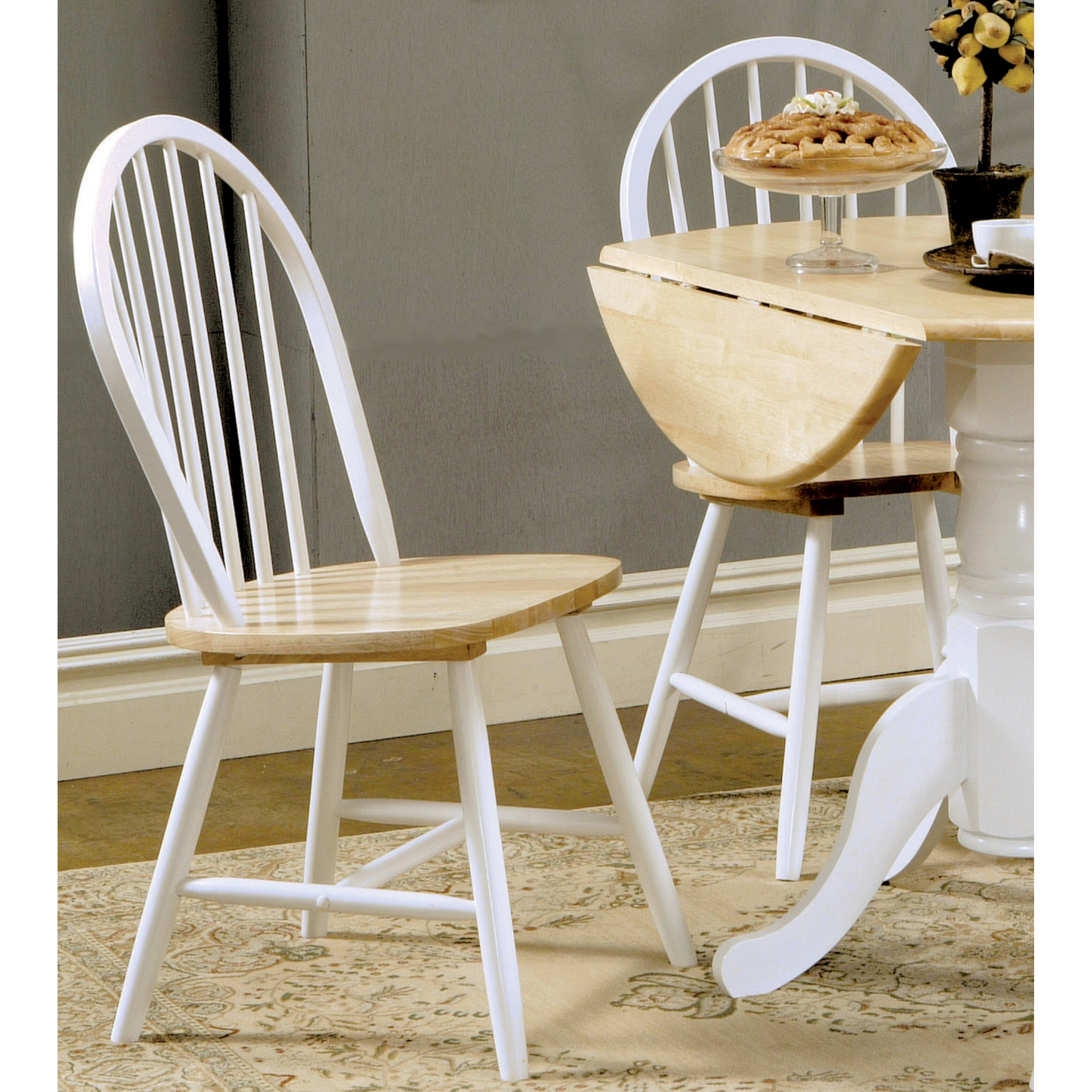 Two Tone Wood Windsor Spindle Back Dining Chairs Set of 4 Bed