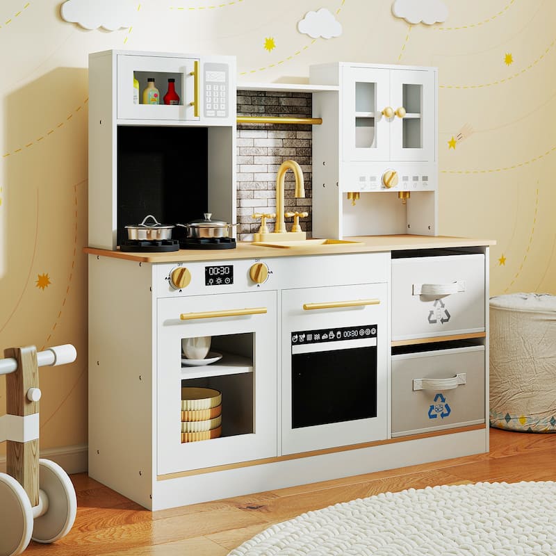 Gymax Kids Kitchen Playset w/Stoves Sound & Light Coffee Machine