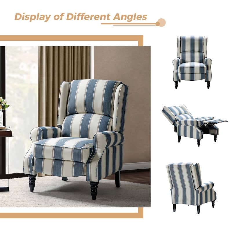 Olympus Upholstered Classic Manual Wingback Recliner with Solid Wood Legs by HULALA HOME