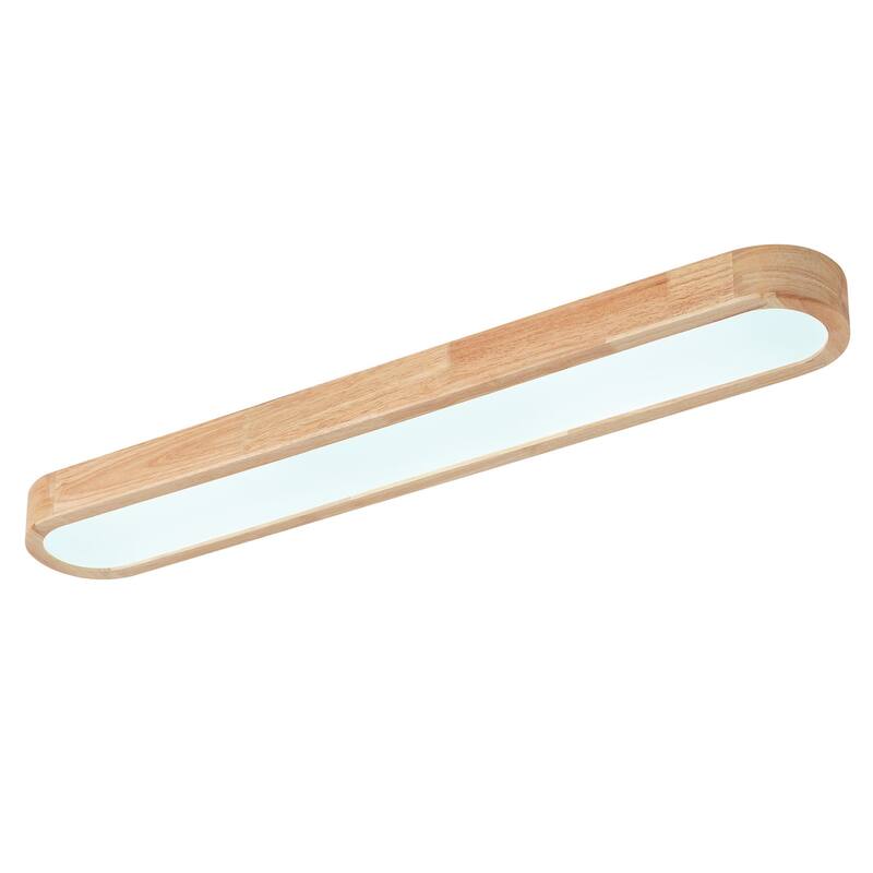 Modern LED Linear Ceiling Light Flush Mount Wood Finish 36 Inch Kitchen Dining Room - N/A