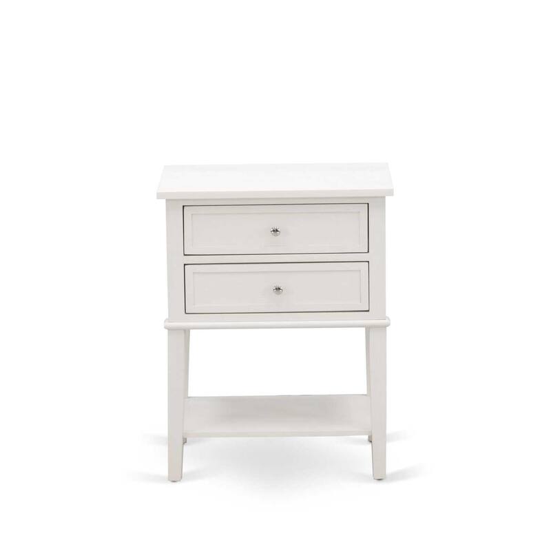 Modern End Table with 2 Drawers - Rectangle Nightstand for Bedroom - 16x22 Inch - 28