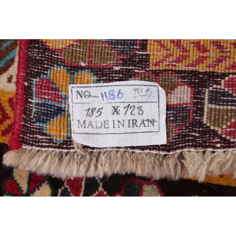 Hand Knotted Oriental 100% Wool Carpet Traditional Tribal Red Shiraz Area Rug - 5' 11'' X 4' 1''