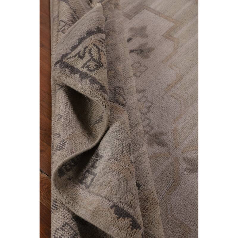 Heriz Serapi Indian Area Rug Handmade Beige Wool Carpet - 8'9" x 11'10"