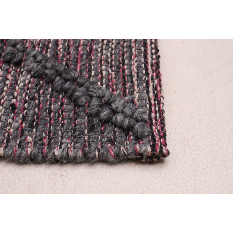 ECARPETGALLERY Braid weave Sienna Grey Wool Rug - 6'0 x 9'0