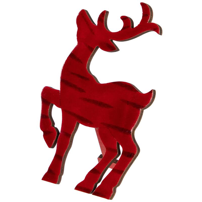 Glossy Standing Reindeer Christmas Decoration - 8" - Red