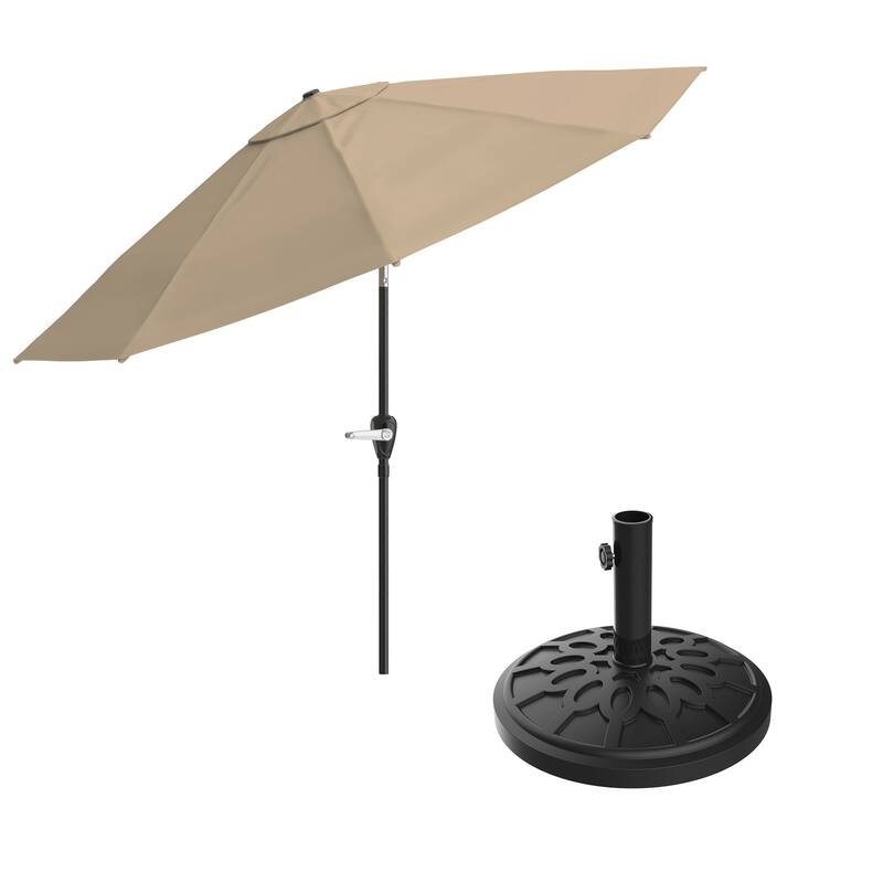 Pure Garden 10-Foot Outdoor Patio Umbrella with Auto-Tilt and Base