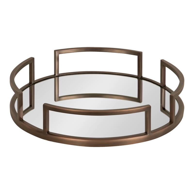 Kate and Laurel Gohana Decorative Metal Tray - 16" Diameter - Bronze