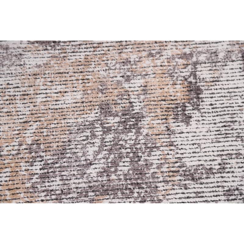 Beige Modern Abstract Area Rug Hand-Knotted Wool Carpet - 6'5"x 9'6"
