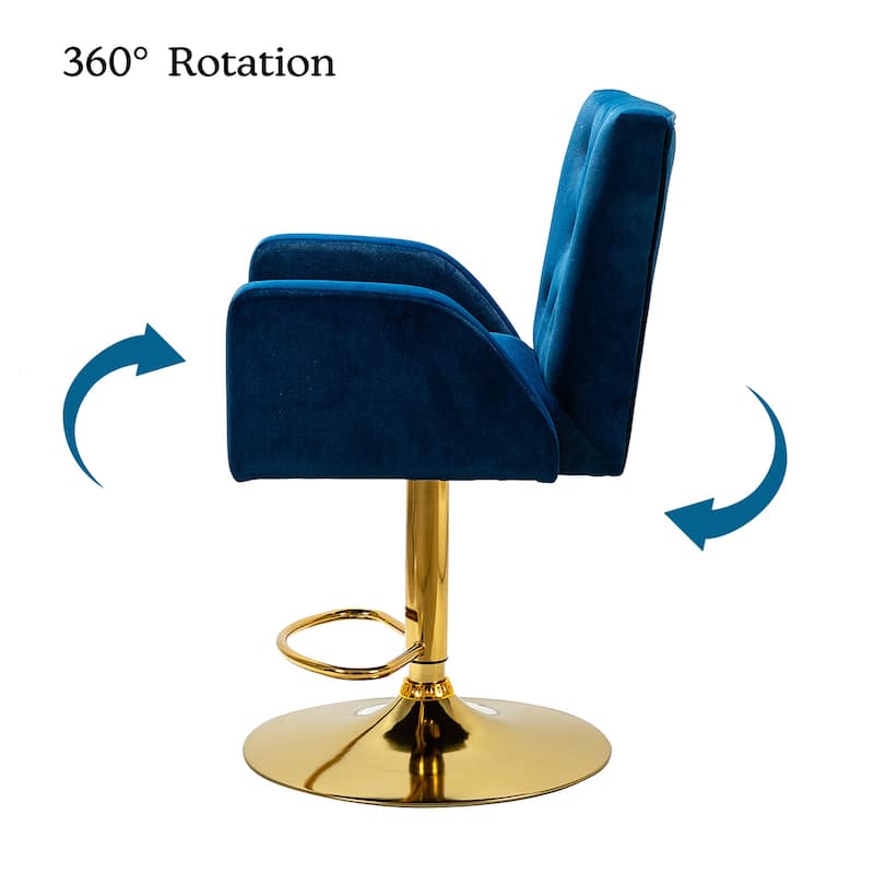 Loreto Modern Tufted Velvet Swivel chair with Adjustable Height Set of 2 by HULALA HOME
