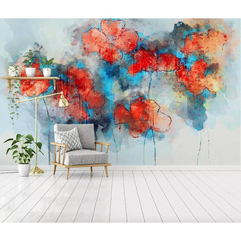 GK Wall Design Abstract Watercolor Flower Splash Colorful Wallpaper