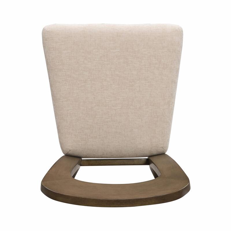 Set of 2 Fabric Upholstered Dining Chairs with Solid Rubber Wood Legs