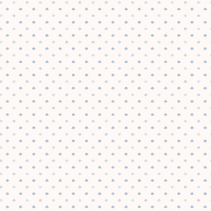Galerie Wallcoverings Miniatures 3 Mini Floral Motif Design Vinyl on Non-woven Matte Wallpaper Roll - 33 feet x 21 inches - Blue