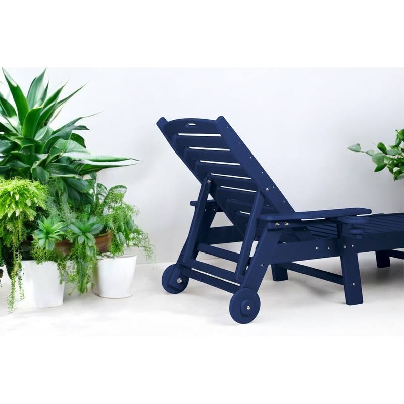 3-Piece Chaise Lounge Set with Side Table – Oversized Outdoor Lounge Chair with 5 Adjustable Positions, Wheels