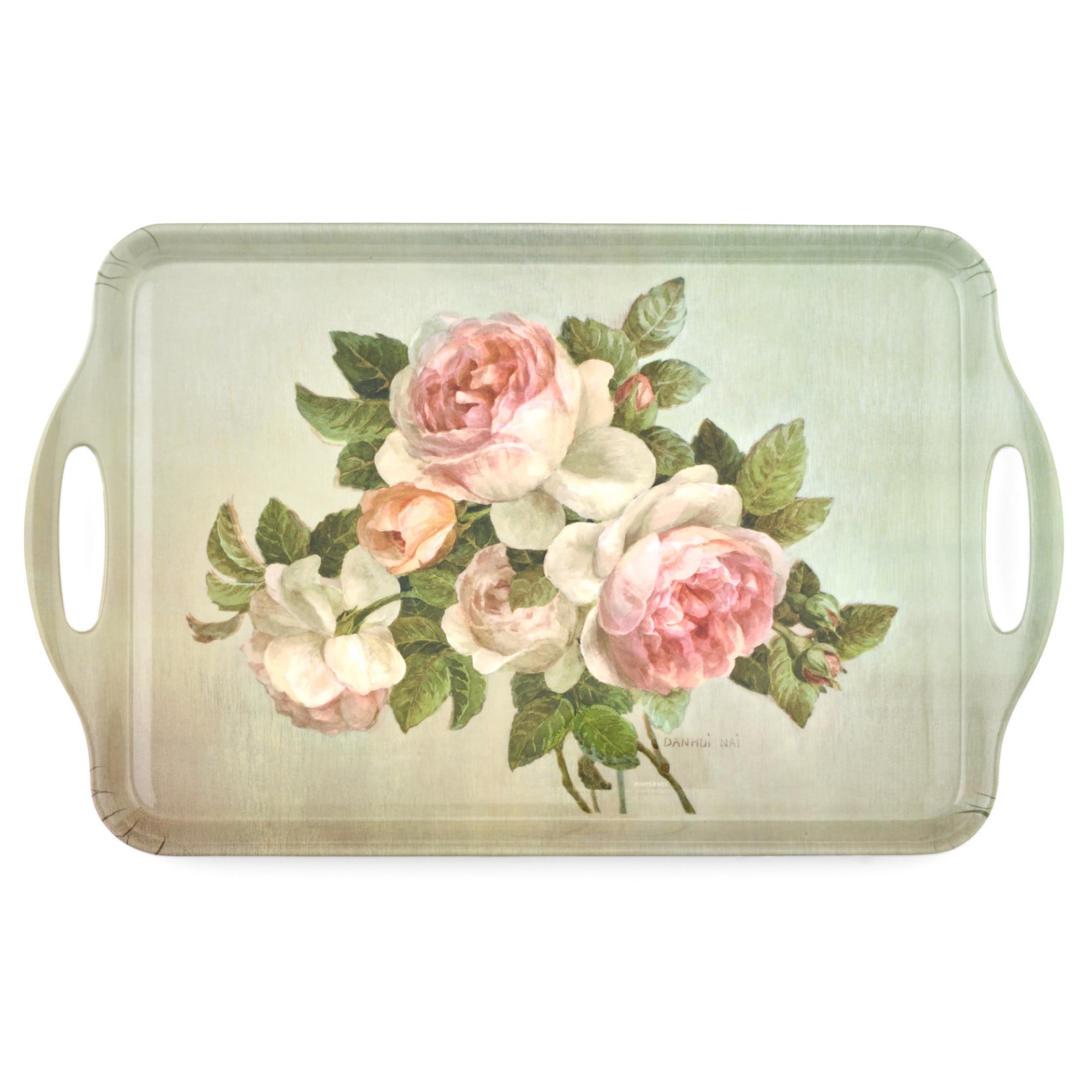 Pimpernel Antique Roses Large Melamine Handled Tray - 19.25