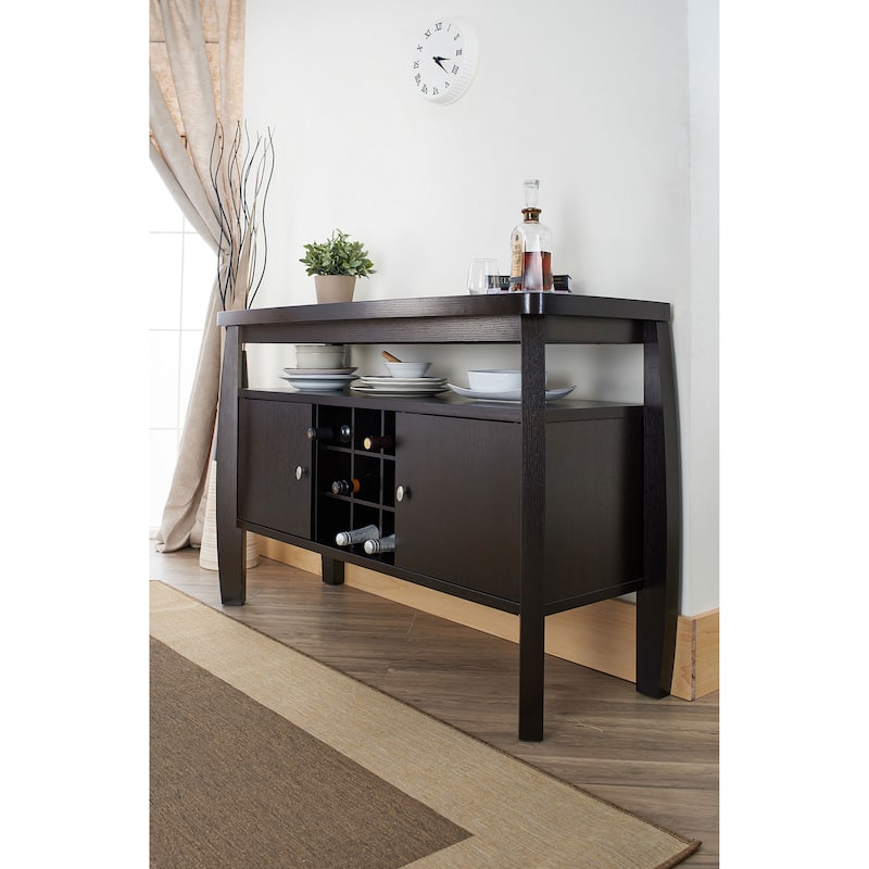 DH BASIC Mod Buffet Table with Shelf and Wine Grid by Denhour - Cappuccino