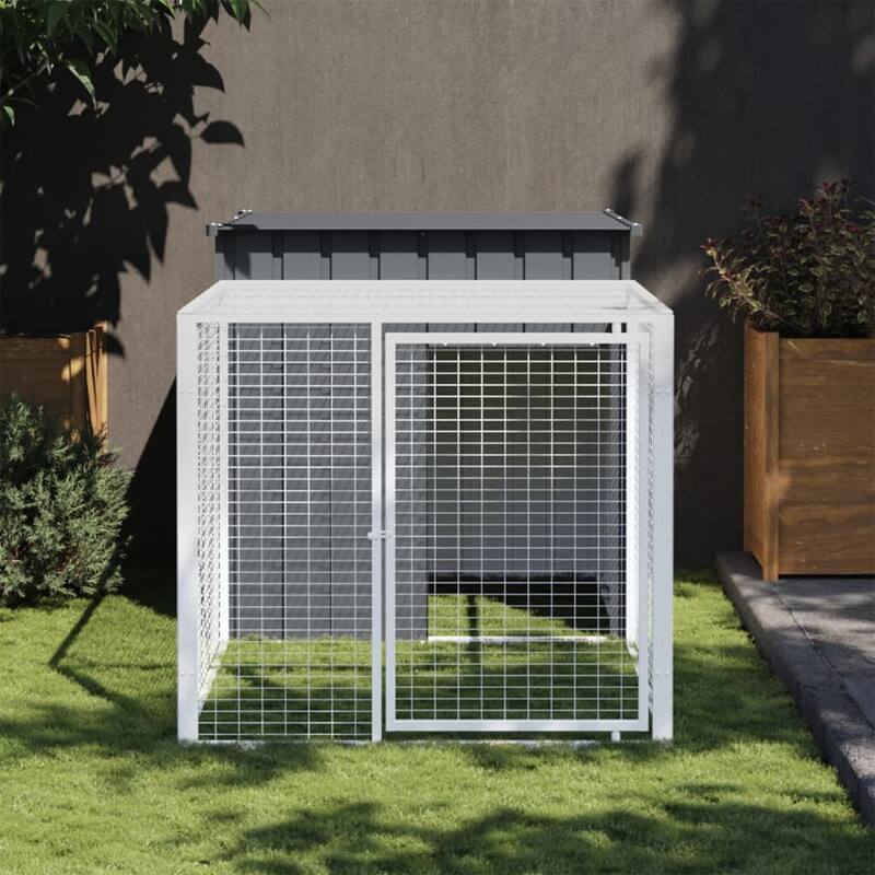 vidaXL Chicken Cage with Run Light Gray/Anthracite multisize Galvanized Steel