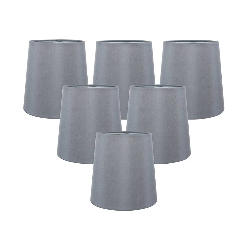 Meriville Faux Silk Clip On Chandelier Lamp Shades, 4-inch by 5-inch by 5-inch - Set of 6 - Gray