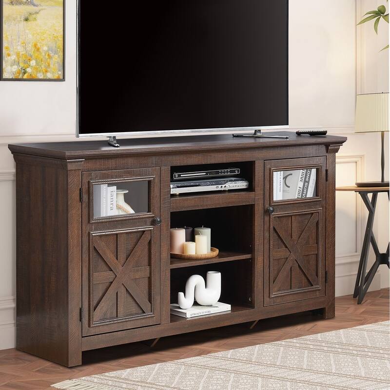 Vintage Farmhouse Style Wooden Storage Sideboard with Cable Management Holes - Espresso