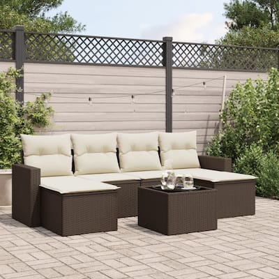 vidaXL Garden Sofa Set Brown, Cream White - 21.7 x 21.7 x 14.6