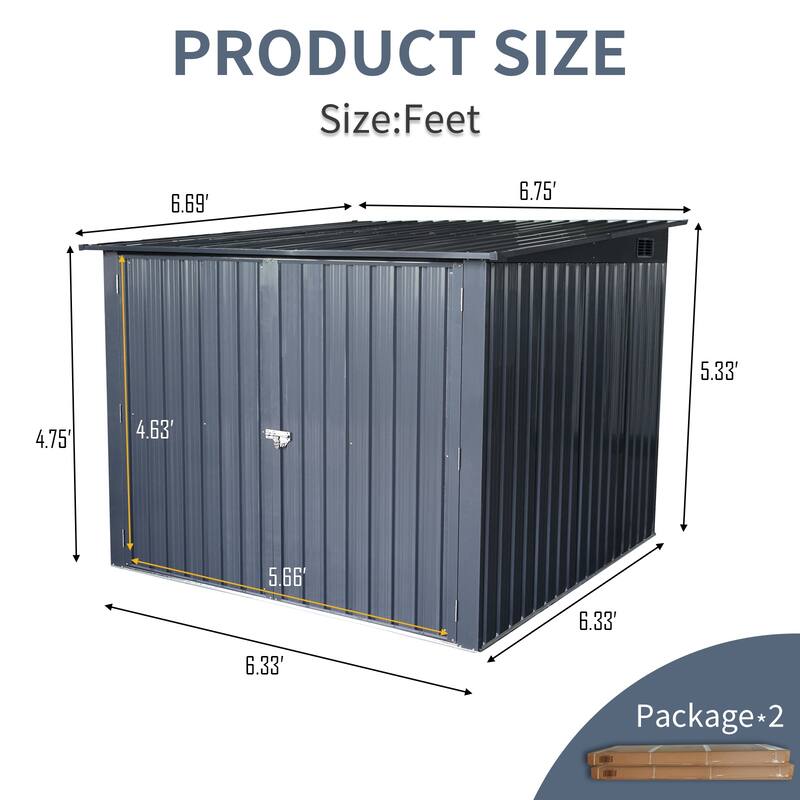 Bike Shed Storage Shed with Adjustable Bike Tracks & Double Lockable Doors All-Weather Garden Shed, Rustproof, Water-proof