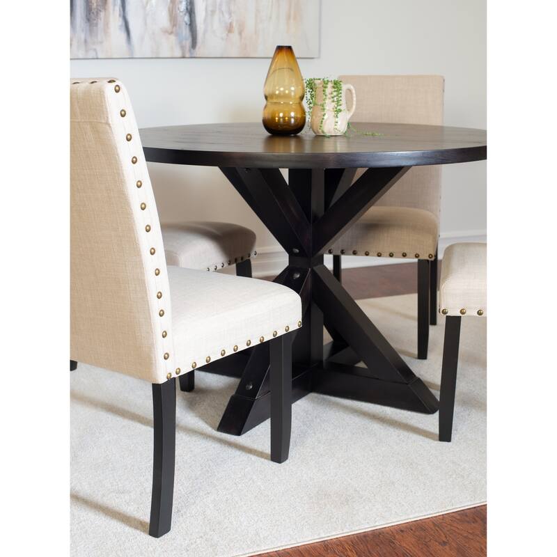Mytzi 5-piece Dining Set, Cross-Buck Dining Table with 4 Stylish Chairs