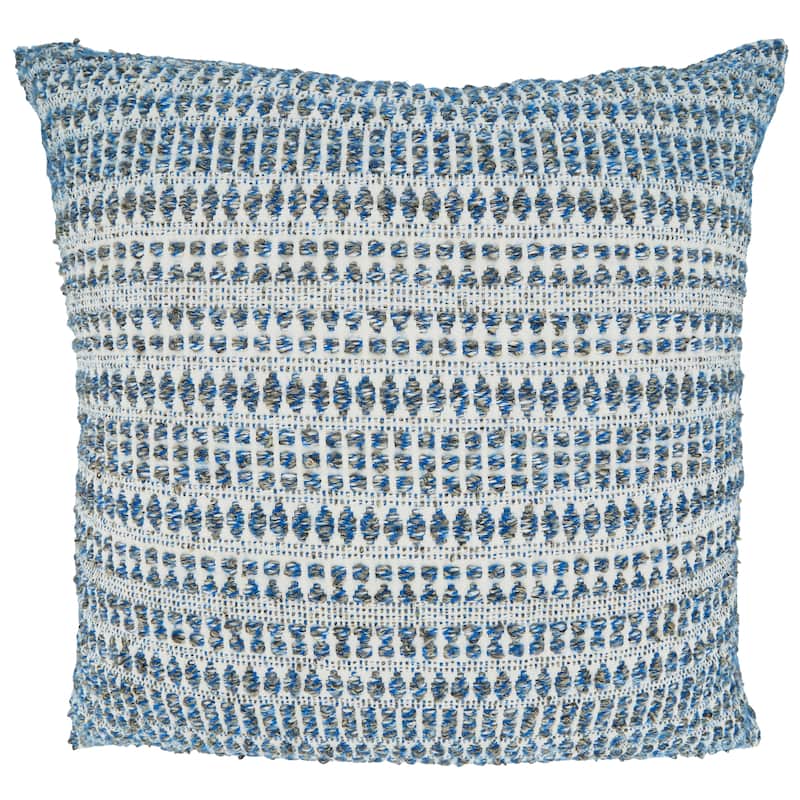 Woven Pillow With Line Design - 22"x22" - Polyester - Blue