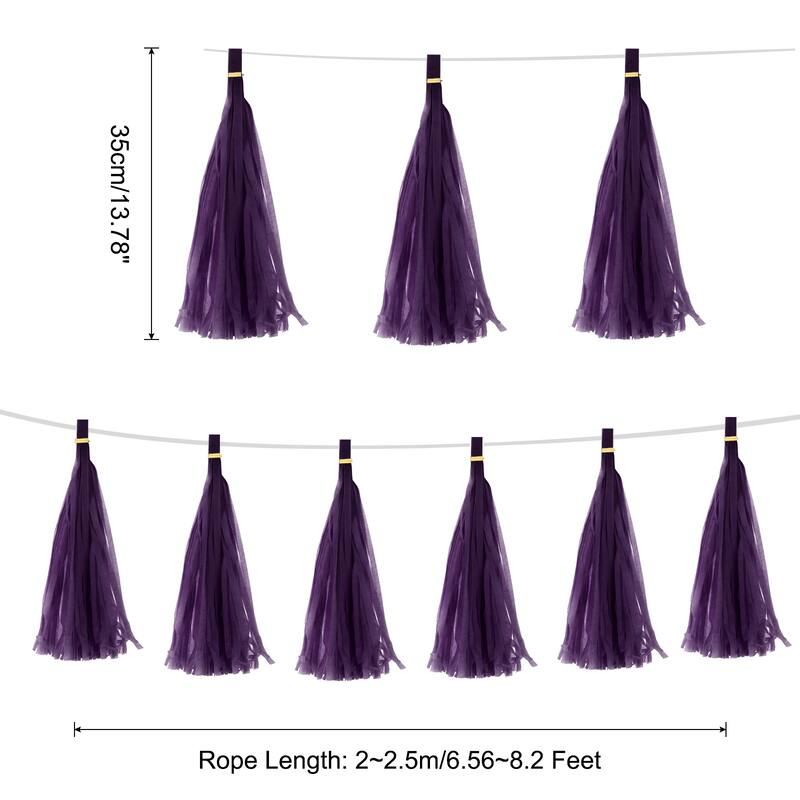 15Pcs Tassel Garland Banner with Rope - Dark Purple