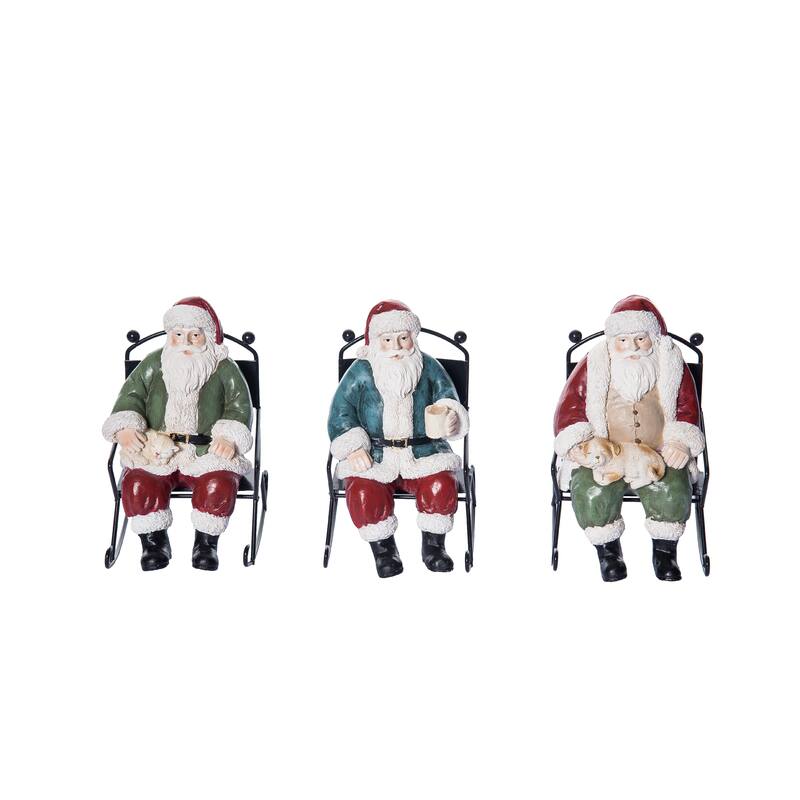 Transpac Resin Rocking Santa Figurine Set of 3 Christmas Home Decorations