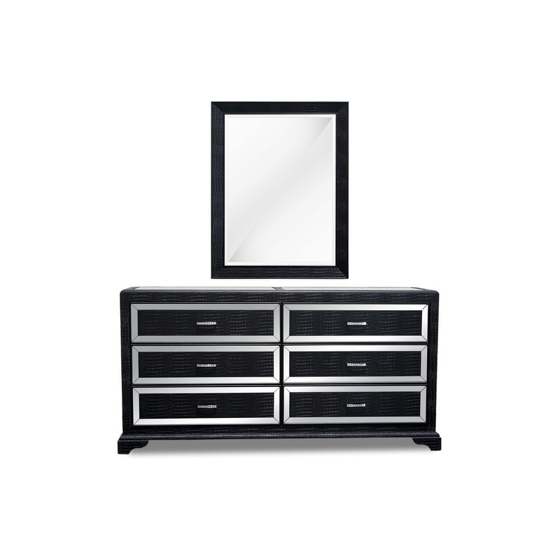 Shop Best Master Furniture Tuxedo 6 Drawer Mirrored Dresser And