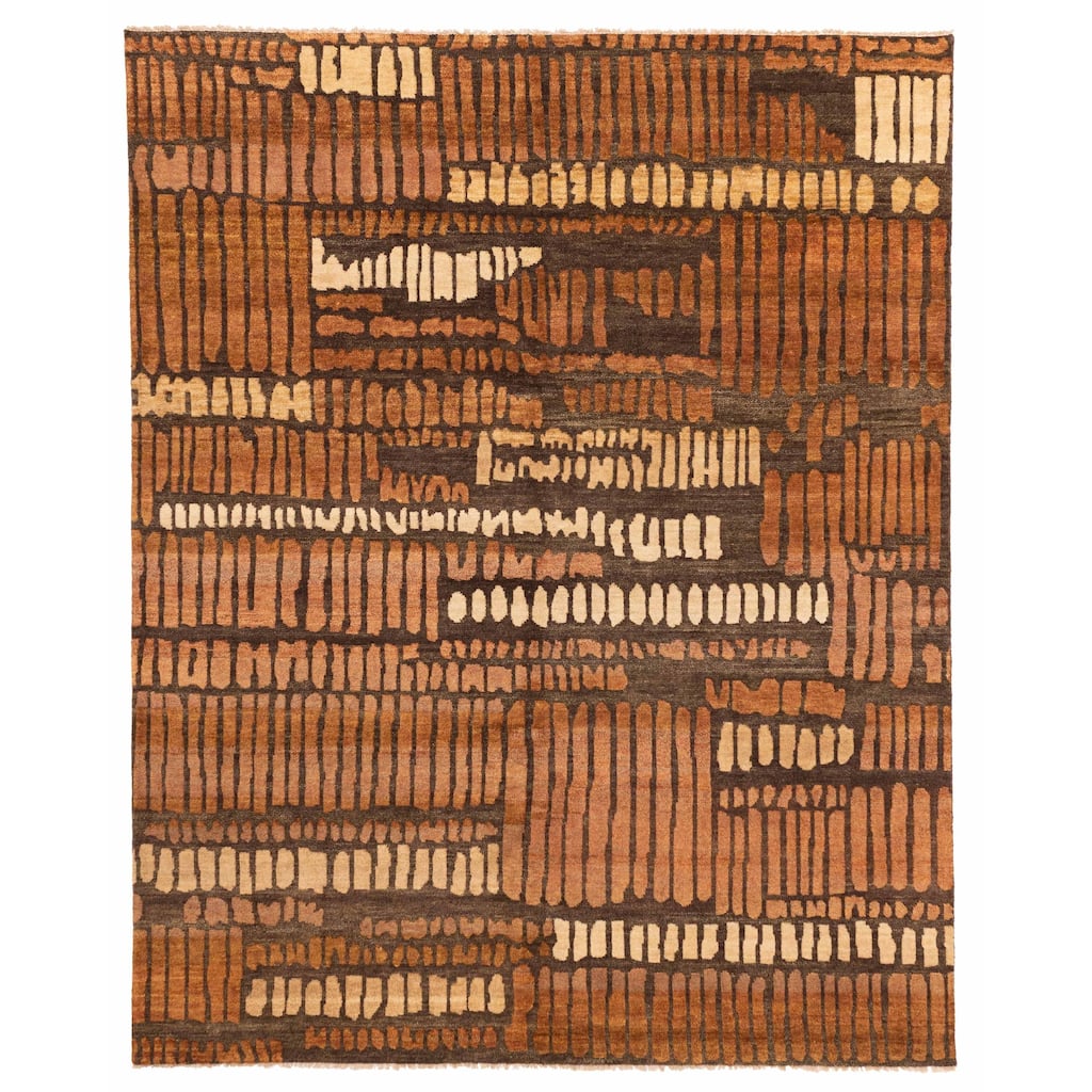 ECARPETGALLERY Hand-knotted Tangier Dark Brown Wool Rug - 8'1 x 9'10