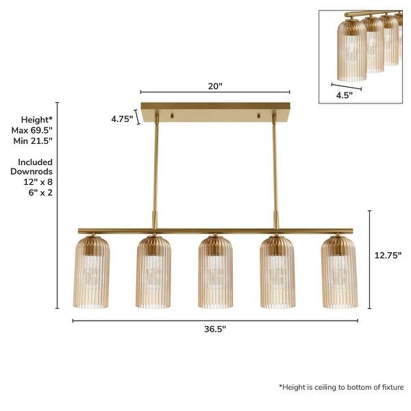 dimension image slide 0 of 3, Hunter + Jasmine Roth Beverly Glen Ribbed Glass Round and Linear Chandelier - Transitional, Contemporary, Glam