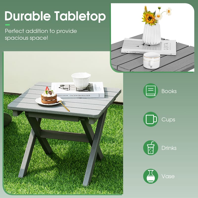 Gymax 2 Pieces Folding Adirondack Side Table Poolside Garden Patio