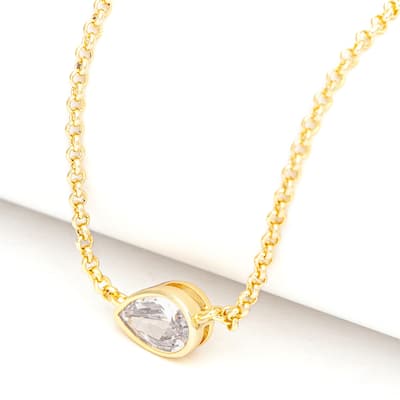 Pear Cut Bezel Set Cubic Zirconia Pendant Necklace