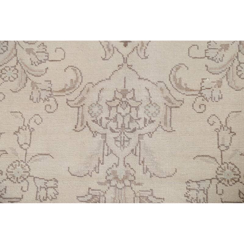 Hand Knotted Oriental 100% Wool Carpet Traditional Medallion Beige & Ivories Tabriz Area Rug - 9' 4'' X 6' 3''