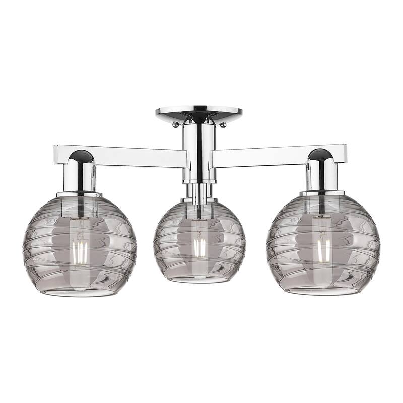 Innovations Lighting Downtown Urban - Athens Deco Swirl - 3 Light 23" Semi-Flush Mount - Polished Chrome