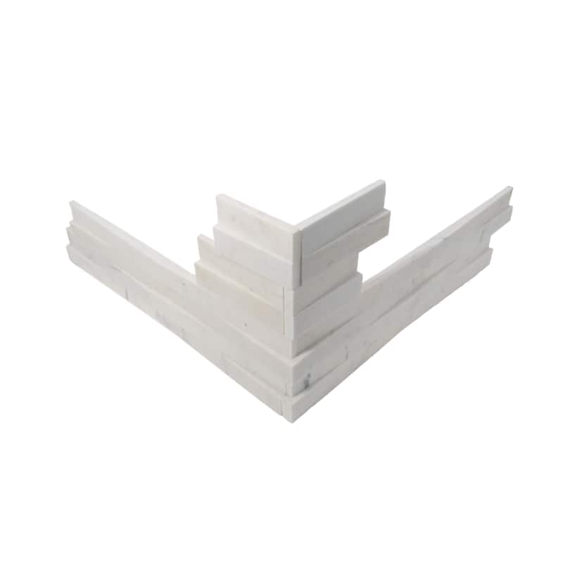 Weave 6 in. x 22 in. Panel and 8 in. x 24 in. Corner Honed Marble Wall Tile - Corners (4pc/set) - 5.91 in. x 24.38 in. - Porcelain