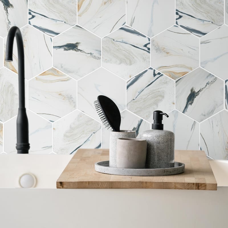Merola Tile Marmaris Hex Sunset 8-5/8" x 9-7/8" Porcelain Floor and Wall Tile - Sample swatch