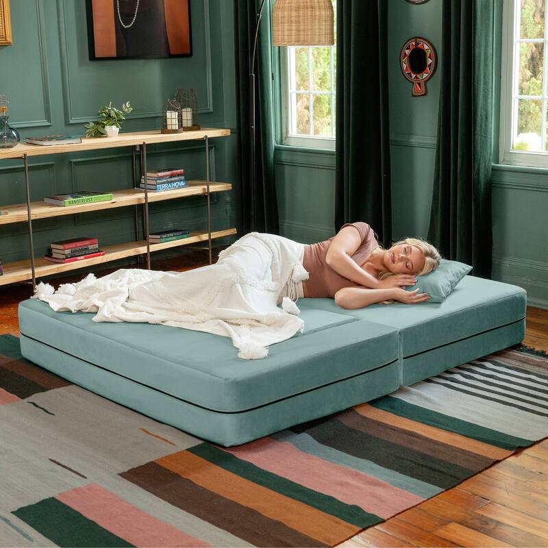 Jaxx Zipline Convertible Queen-size Sleeper Loveseat and Ottoman Set