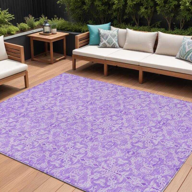 HomeRoots Medallion Transitional Rectangle Outdoor Rug - 8' X 10'