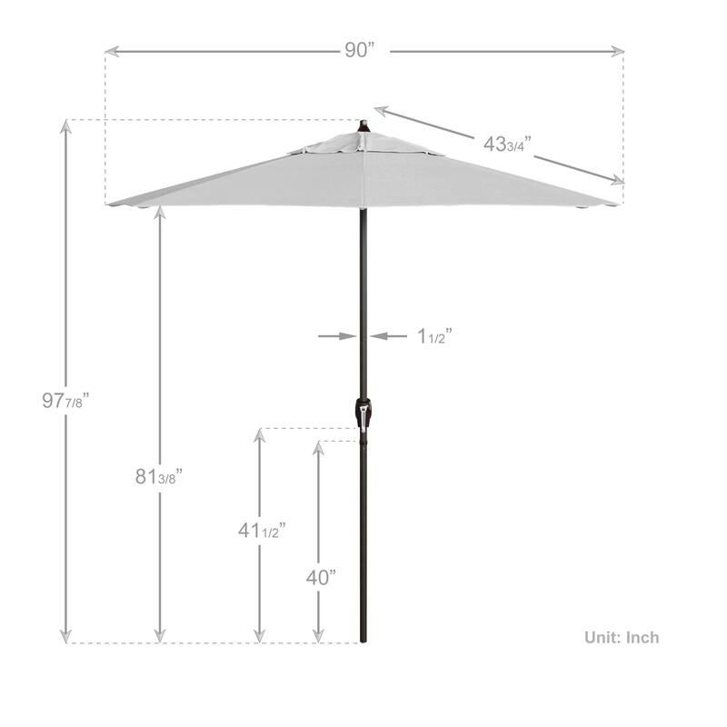 California Umbrella 7.5' Round Crank Lift Auto Tilt 8 Rib Aluminum Patio Umbrella, Bronze Finish, Olefin Royal Blue Fabric