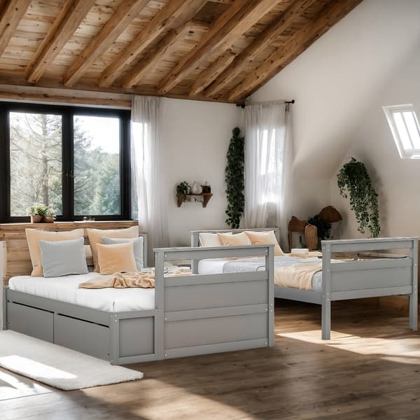 slide 2 of 16, Twin over Full Bunk Bed With Storage Drawers Grey