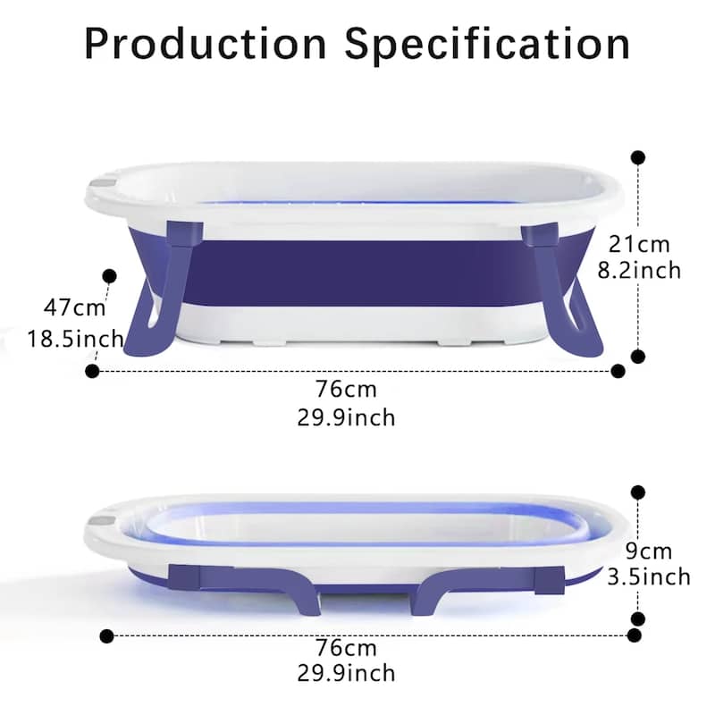 Portable-Foldable Multifunctional Baby Bathtub with Newborn Cushion and Anti-skid Pad - 29.9”L x 18.5”W x 8.2”H