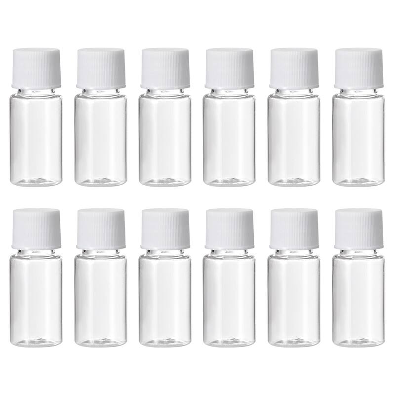 Plastic Lab Chemical Reagent Bottle, 10ml Storage Container, Transparent 12pcs