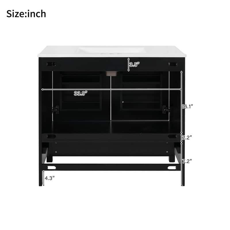 MEDUNJESS 36'' Bathroom Vanity Set with Ceramic Sink, Bathroom Storage Cabinet