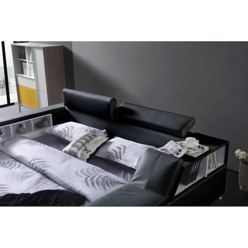 Greatime Modern Faux Leather Oversized Storage Platform Bed