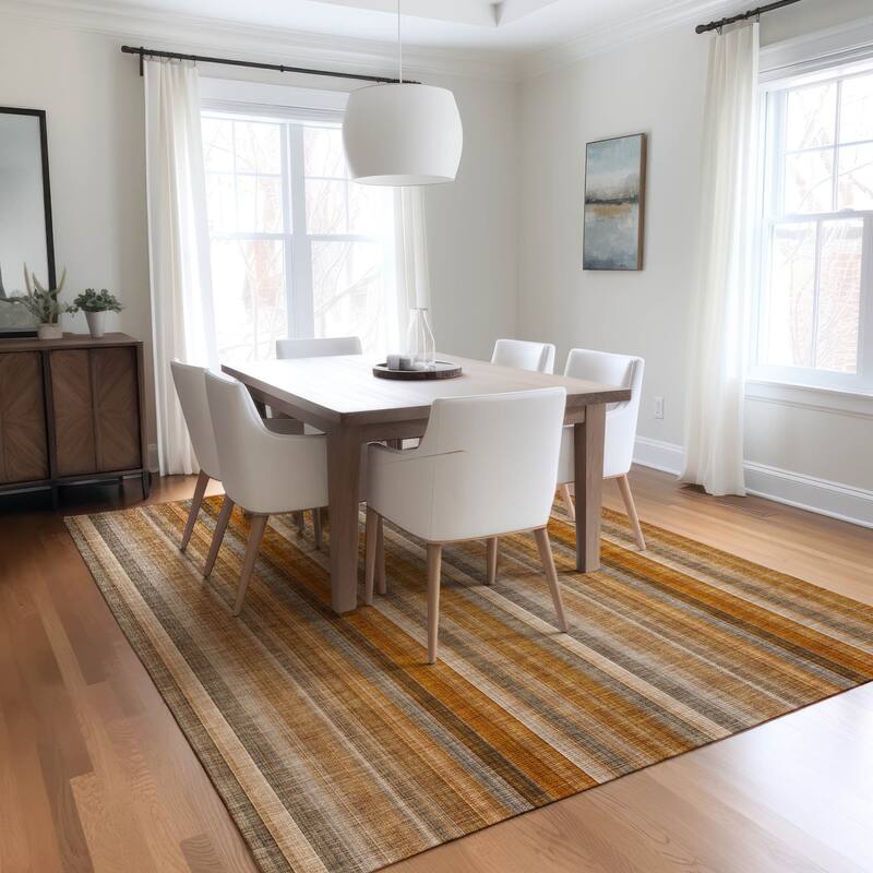 Alsito Stripe Weather Resistant Timeless Fusion Outdoor Rug