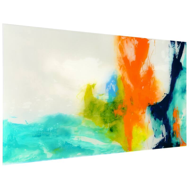 "Tidal Abstract 1" Frameless Free Floating Tempered Glass Panel Graphic Wall Art