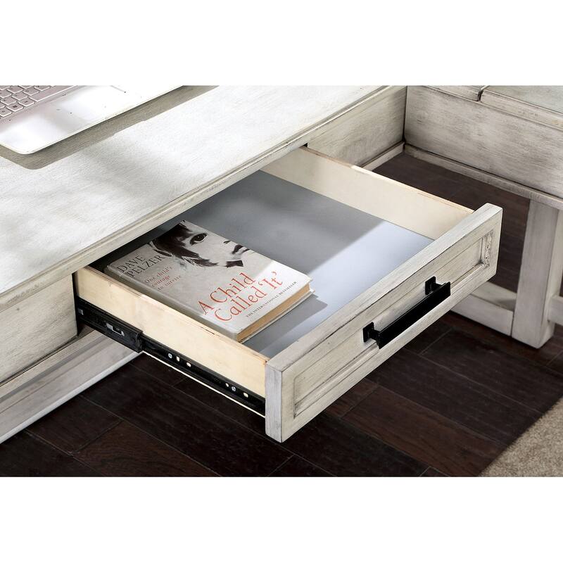 GDFStudio - Transitional Computer Desk with Lift-Top Design, USB Port & Power Outlet, Dovetail Drawer Storage