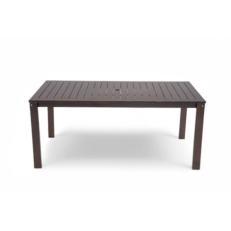 Roomfitters Outdoor Rattan Dining Table & Chair Set with Removable Cushions for Patio, Dark Brown